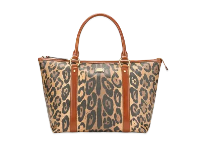 Dolce&Gabbana Shopping Bag Medium Crespo Leopard Printed Logo Plate "Multicolor"