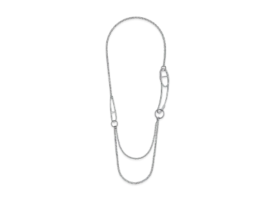 Hermes Chaine D'ancre Punk Long Double Necklace "Silver"
