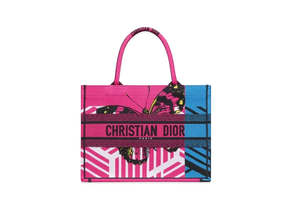 Dior Book Tote Medium Bag D-Jungle Pop Embroidery "Pink"