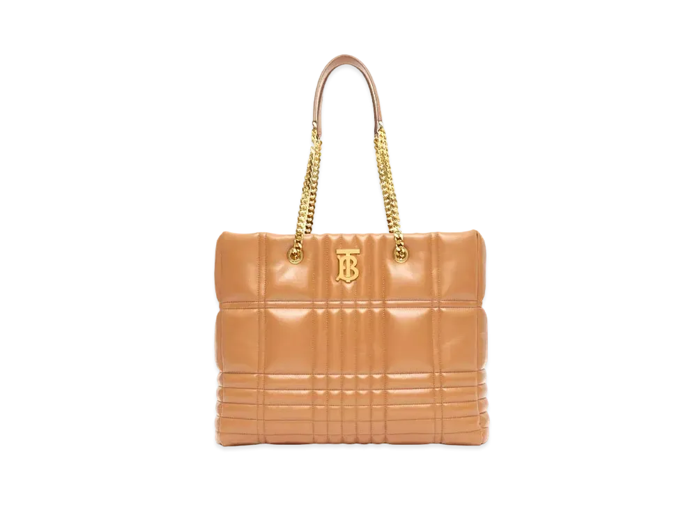 BURBERRY Medium Quilting Lambskin Lola Shopper Bag "Maple Brown"