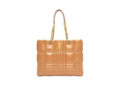 BURBERRY Medium Quilting Lambskin Lola Shopper Bag "Maple Brown"