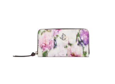 JIMMY CHOO PIPPA Seasonal Printed Soft Grainy Curf Leather Wallet "Blossom"