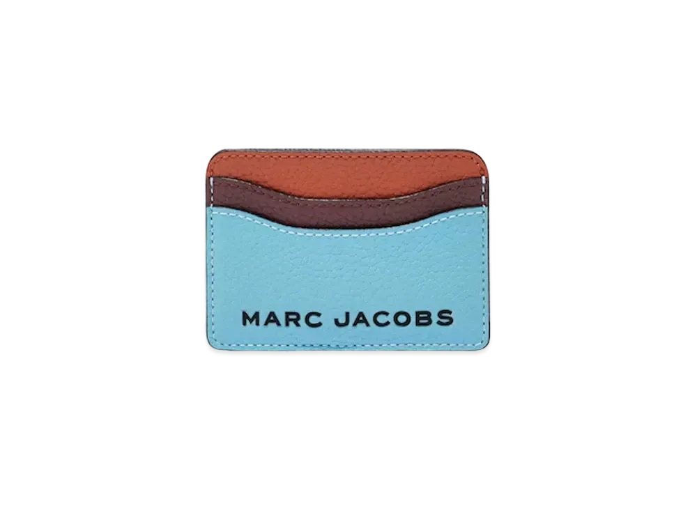 MARC JACOBS The Bold Colorblock Leather Card Case "Turquoise Multi"