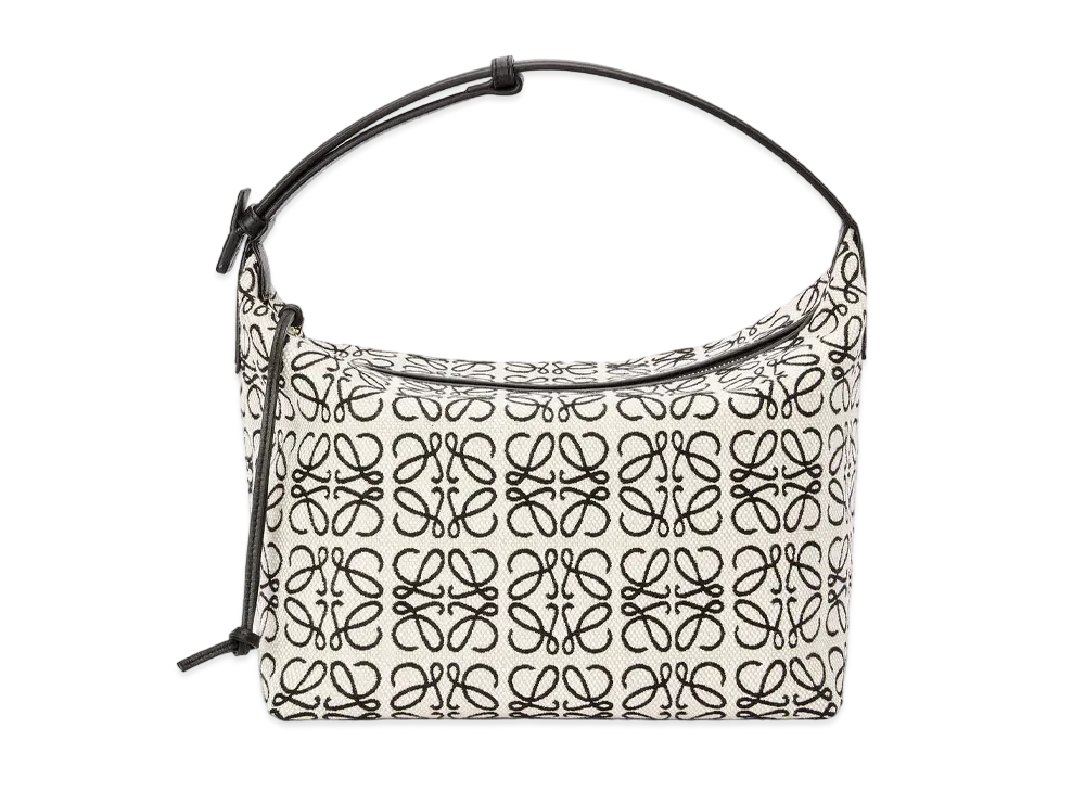 LOEWE Cubi Bag In Anagram Jacquard And Calfskin "Ecru / Black"