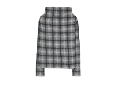 Yohji Yamamoto Y's SHAGGY CHECK JQ WRINKLE OFF NECK LONG SLEEVE T "Gray"