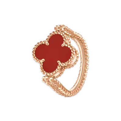 Van Cleef & Arpels Vintage Alhambra reversible ring "18K Rose gold/Carnelian/Diamond"