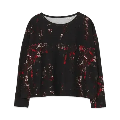 Yohji Yamamoto Y's TWISTED YARN JACQUARD PATTERN BIG ROUND NECK T "Black"