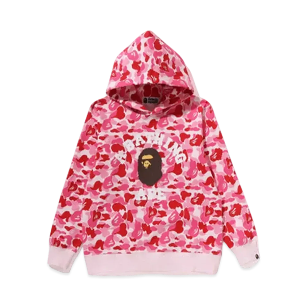 A BATHING APE Abc Camo College Pullover Hoodie "Pink"
