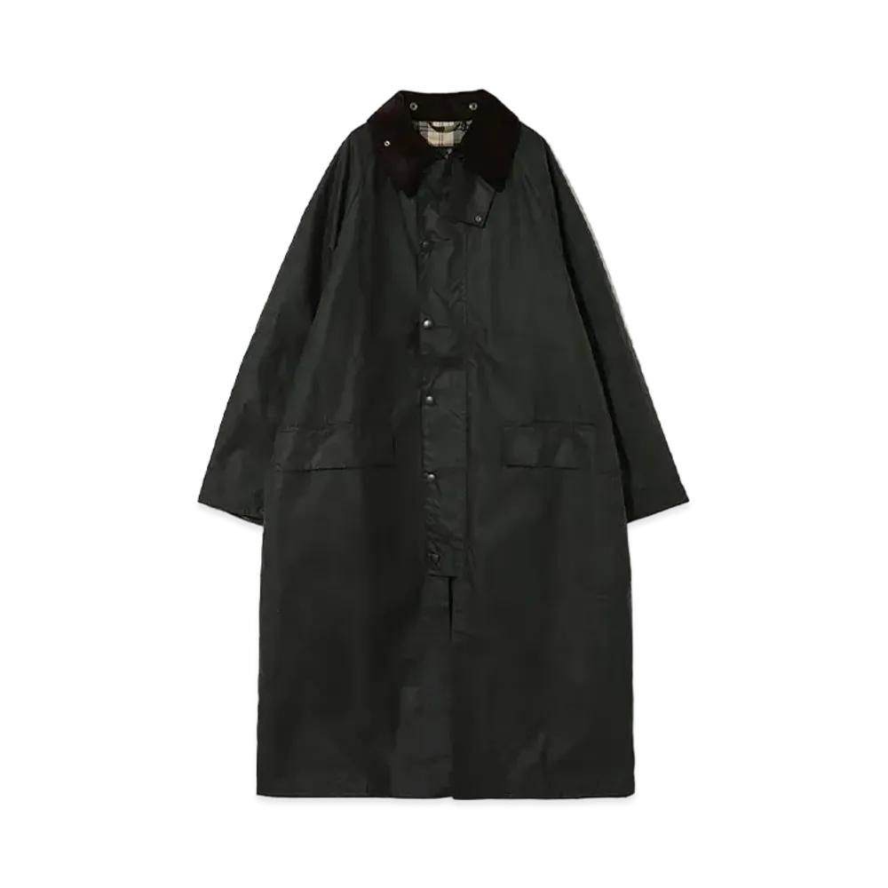 Barbour Burghley Waxed Cotton Long Coat (Oversized Fit) "Olive"
