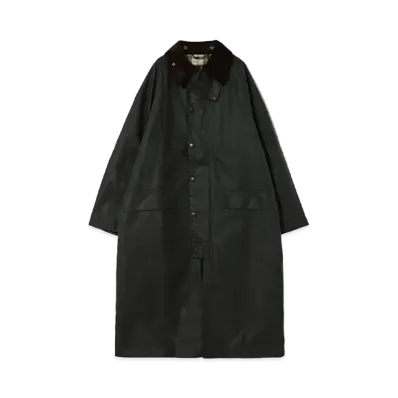 Barbour Burghley Waxed Cotton Long Coat (Oversized Fit) "Olive"