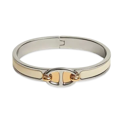 Hermes Mini Clic Chaine D'ancre Bracelet "Creme/Palladium"