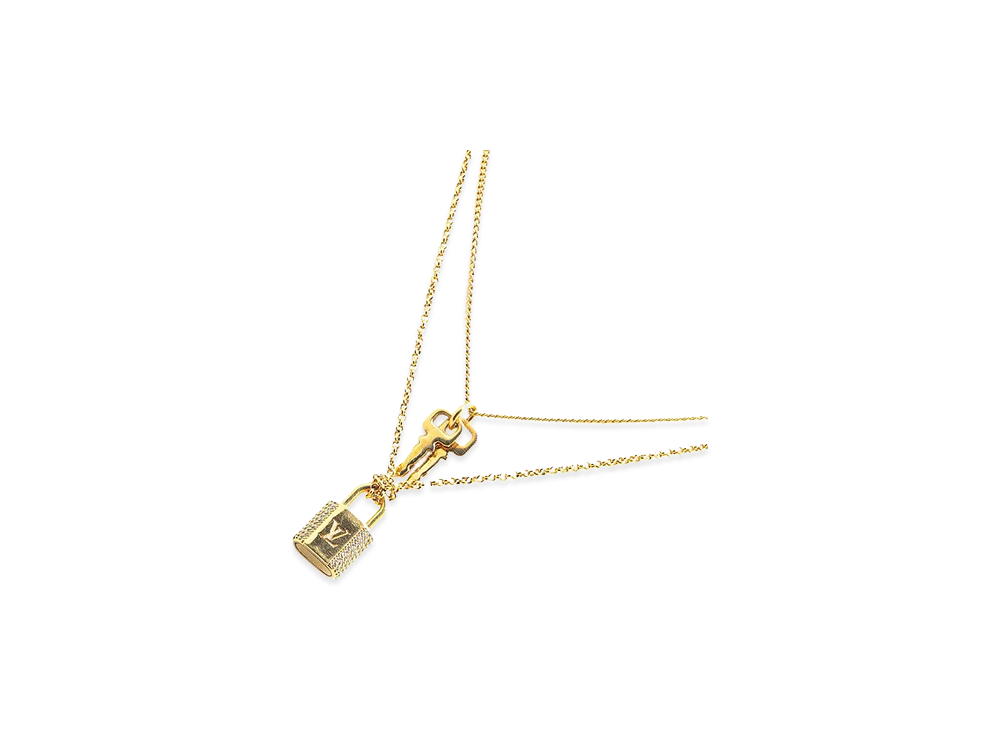 Louis Vuitton LV Padlock Pendant Necklace "Gold"