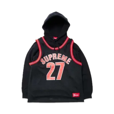 Supreme Basketball Jersey Hooded Sweatshirt "Black"