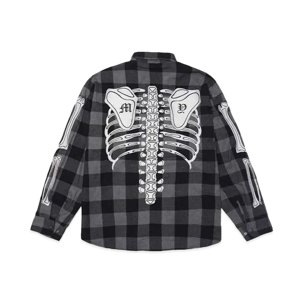 MAYO BONES Embroidery Check Shirt "BLACK"