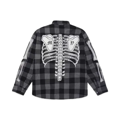 MAYO BONES Embroidery Check Shirt "BLACK"