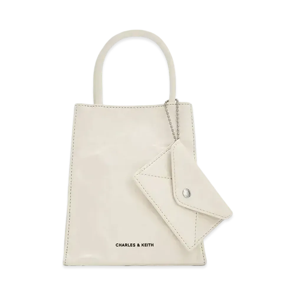 CHARLES & KEITH Machina Elongated Tote Bag "Cream"