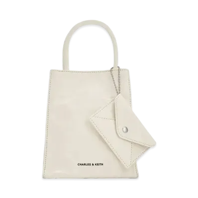 CHARLES & KEITH Machina Elongated Tote Bag "Cream"