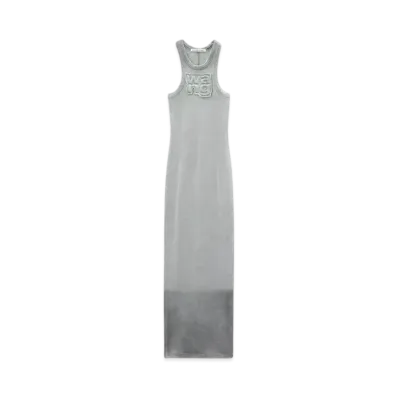 Alexander Wang Stretch Crepe Distressed Maxi Dress "Washed Steel"