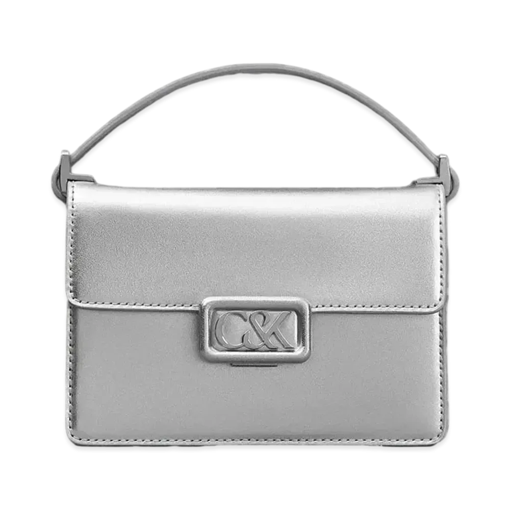 CHARLES & KEITH L'INITIAL Leather Boxy Bag "Silver"
