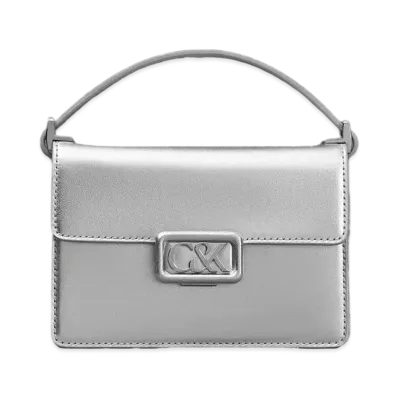 CHARLES & KEITH L'INITIAL Leather Boxy Bag "Silver"