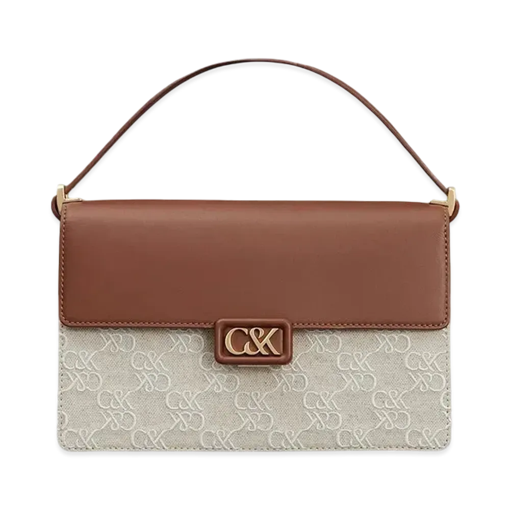 CHARLES & KEITH L'INITIAL Leather Shoulder Bag "Cognac"
