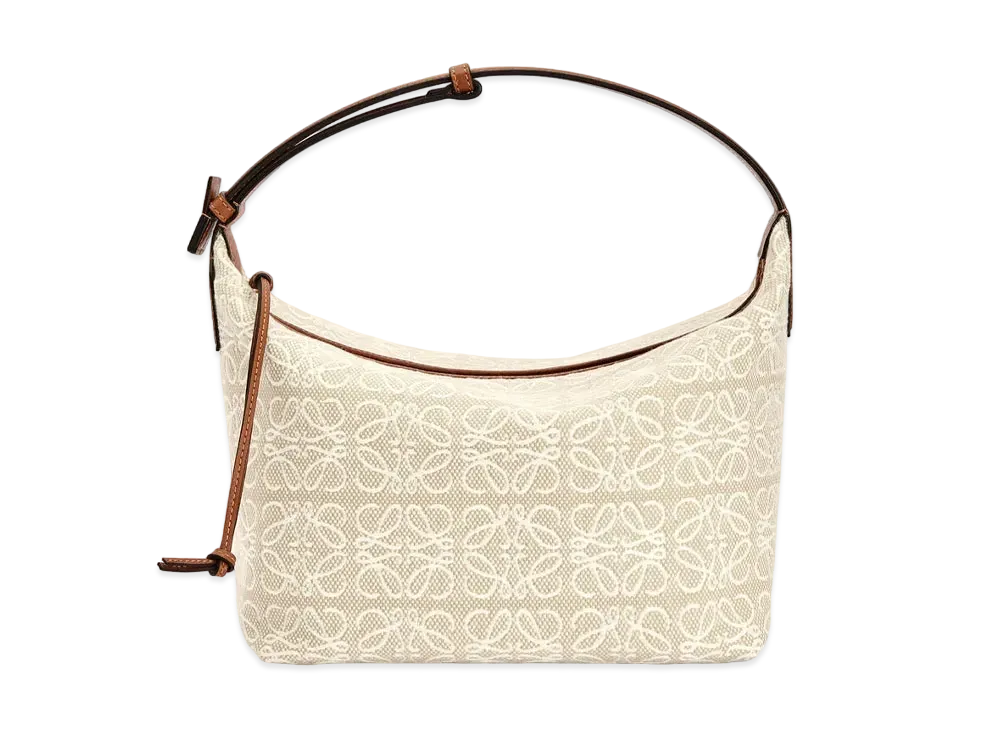 LOEWE Cubi Bag In Anagram Jacquard And Calfskin "Ecru / Tan"