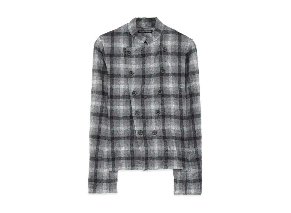 Yohji Yamamoto Y's SHAGGY CHECK JQ WRINKLE COOK COAT STYLE JACKET "Gray"