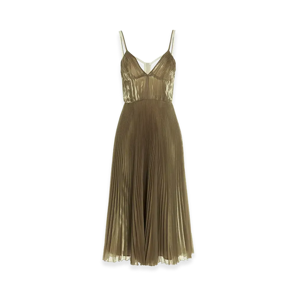 PRADA Women's Pleated Voile Satin Dress "Yellow"