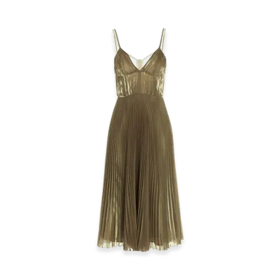 PRADA Women's Pleated Voile Satin Dress "Yellow"