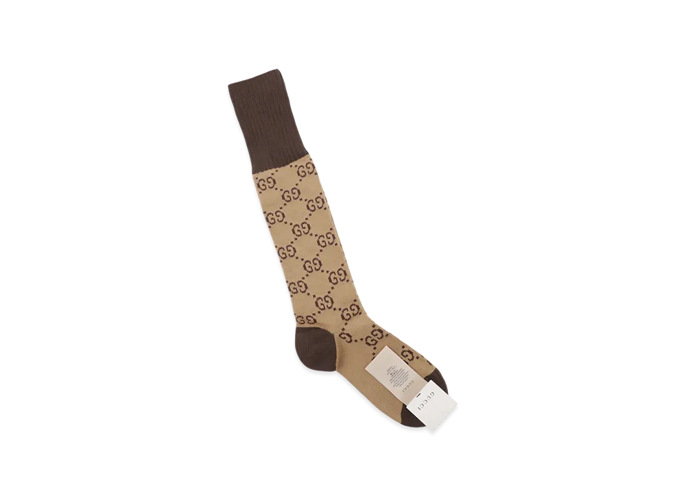 Gucci GG Pattern Socks "Beige/Ebony"