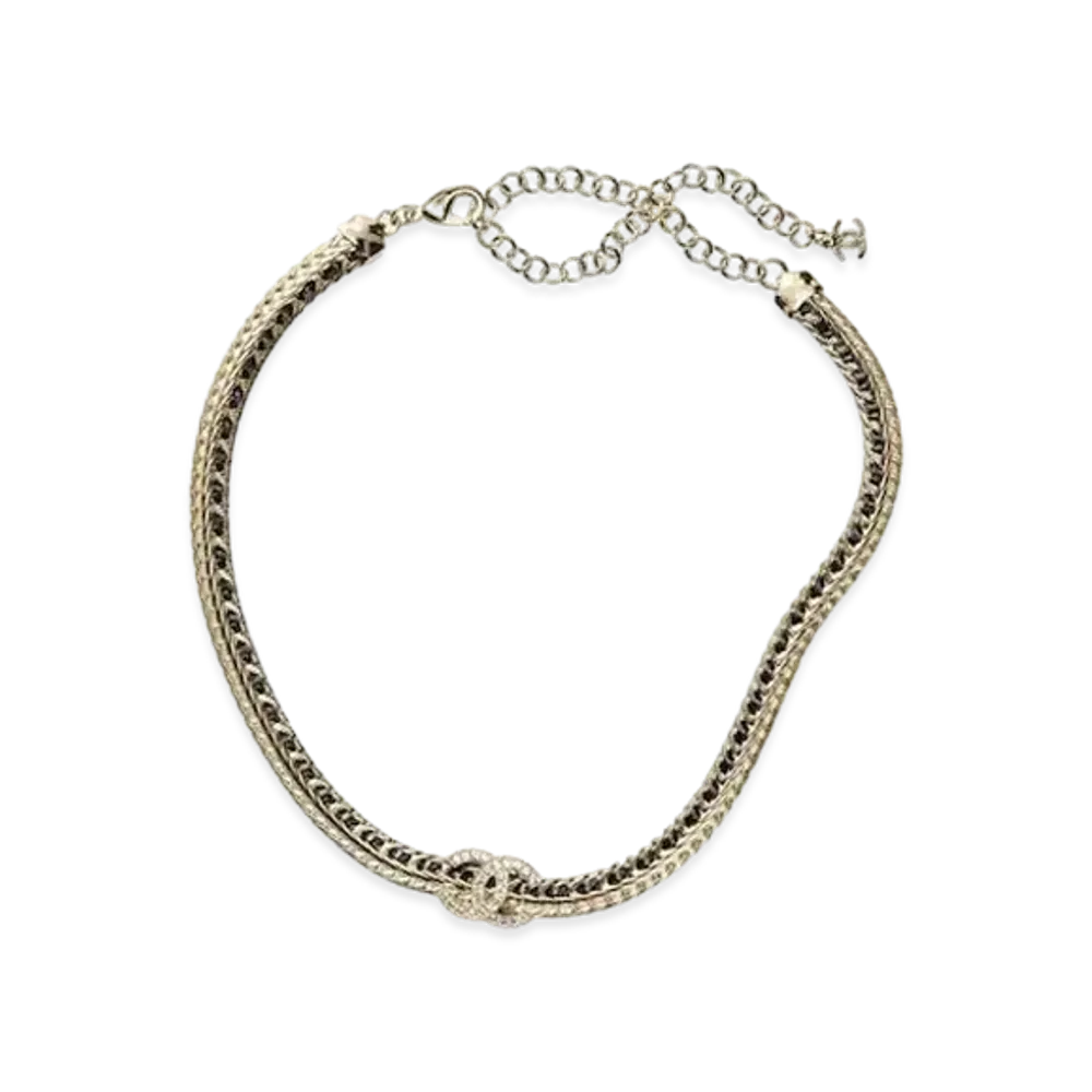 CHANEL Necklace Metal Lambskin & Strass "Gold"