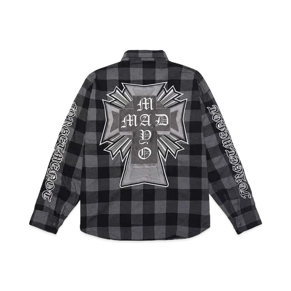MAYO CROSS Embroidery Check Shirt "BLACK"