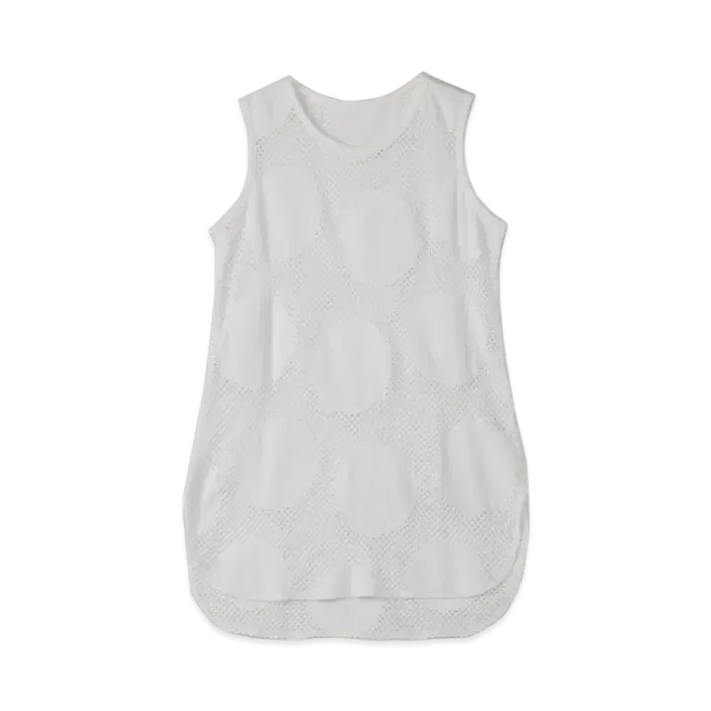 Yohji Yamamoto Y's 60/2 POLKA DOT HOLE MESH SLVLESS T "White"
