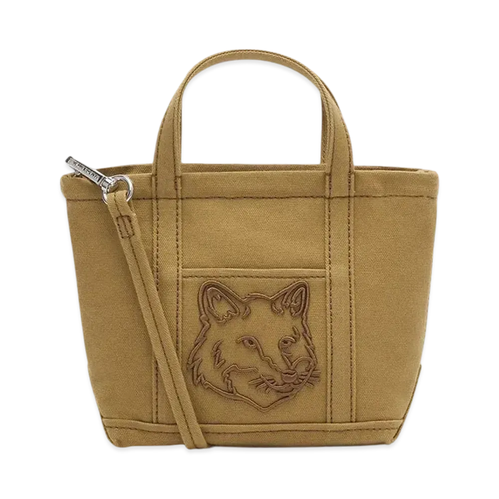 Maison Kitsune Fox Head Mini Tote "Chesnut"
