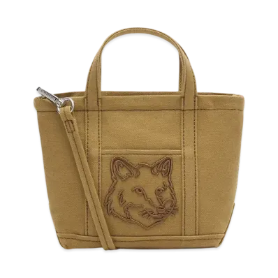 Maison Kitsune Fox Head Mini Tote "Chesnut"