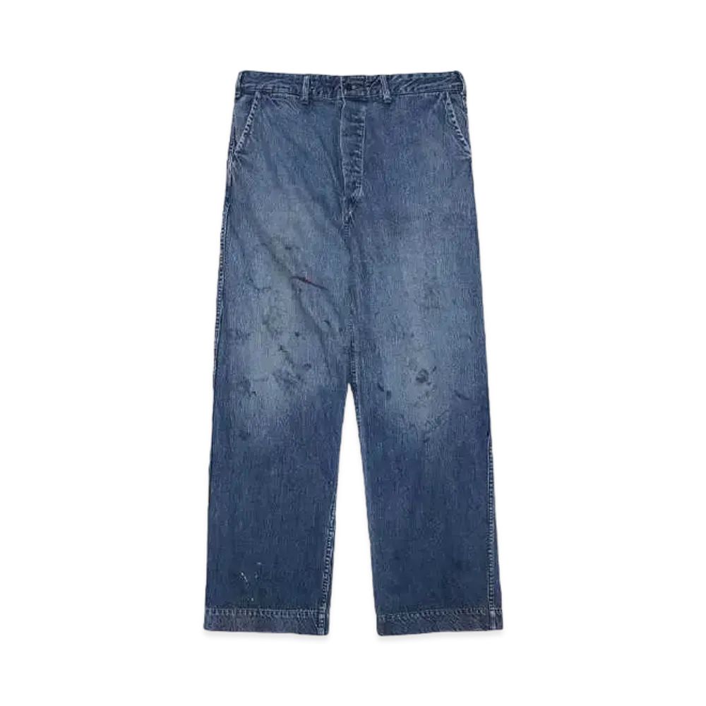 BOW WOW USN DENM TROUSERS 【UNISEX】 "INDIGO AGEING PAINTED"
