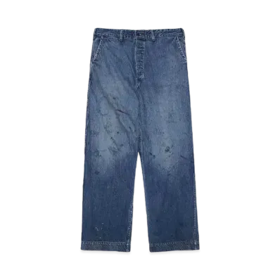 BOW WOW USN DENM TROUSERS 【UNISEX】 "INDIGO AGEING PAINTED"