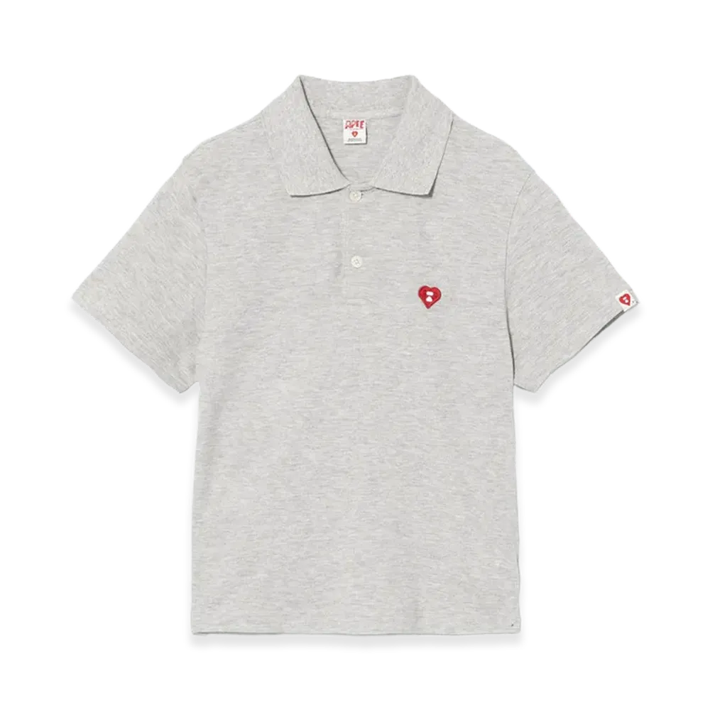 A BATHING APE Women's Heart Badge Polo Shirt "Gray"