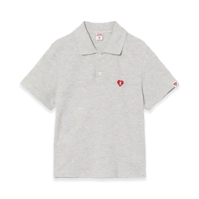 A BATHING APE Women's Heart Badge Polo Shirt "Gray"