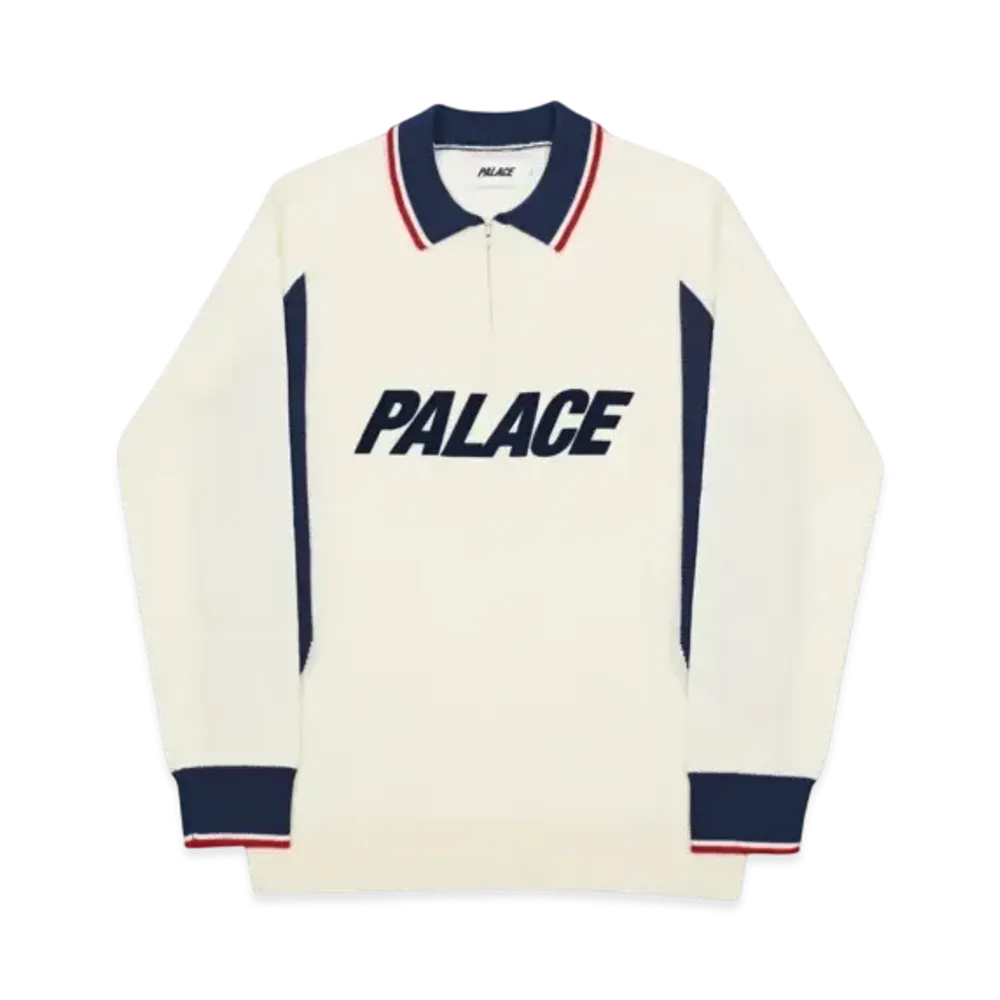 PALACE Polo Zip Knit "White"