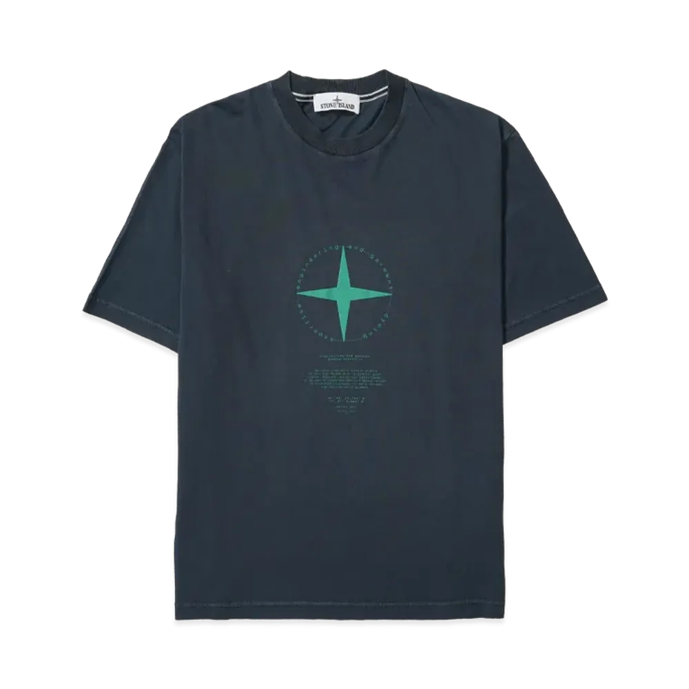 Stone Island `light Compass` Print Regular Fit T-Shirt "Blue"