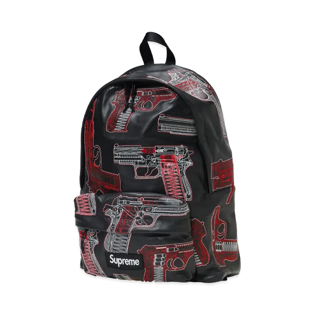 Supreme Guns Embroidered Leather Backpack "Black"