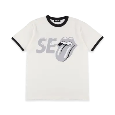 WIND AND SEA x The Rolling Stones Ringer Tee "White/Charcoal"