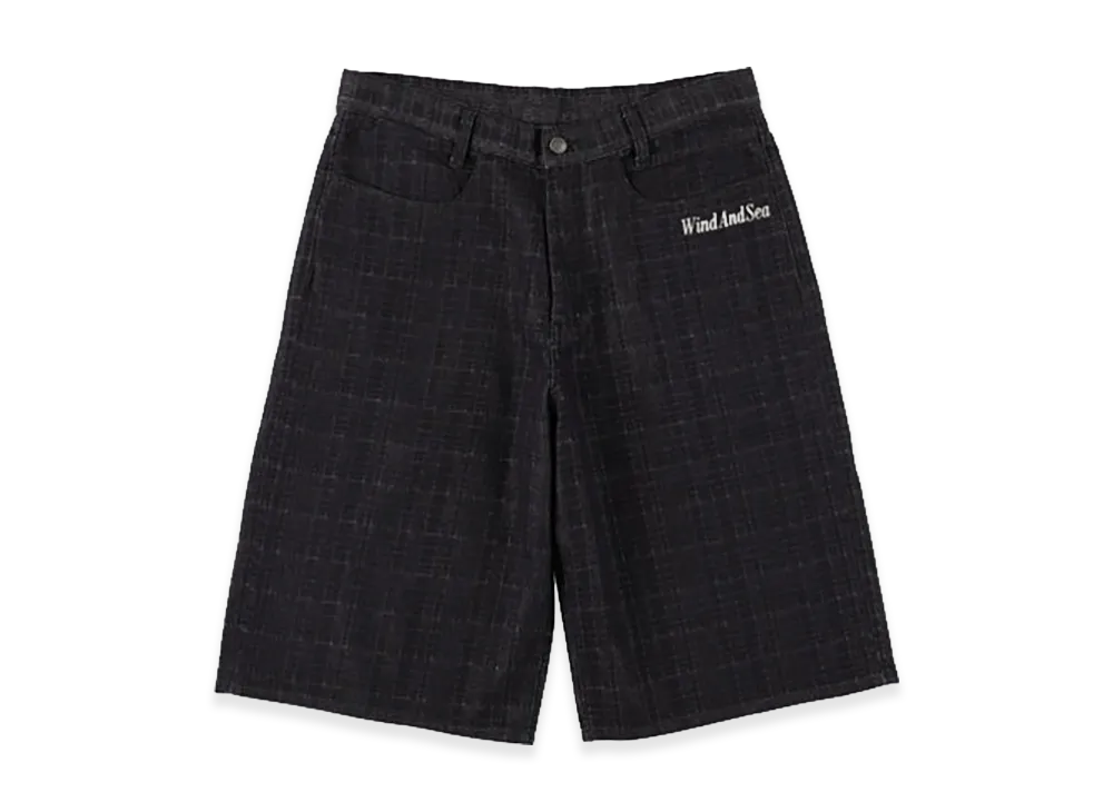 WIND AND SEA Plaid Pattern Denim Half Pants "Indigo"