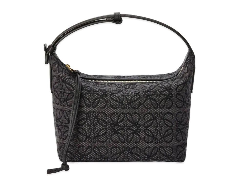 LOEWE Small Cubi Bag In Anagram Jacquard And Calfskin "Anthracite / Black"