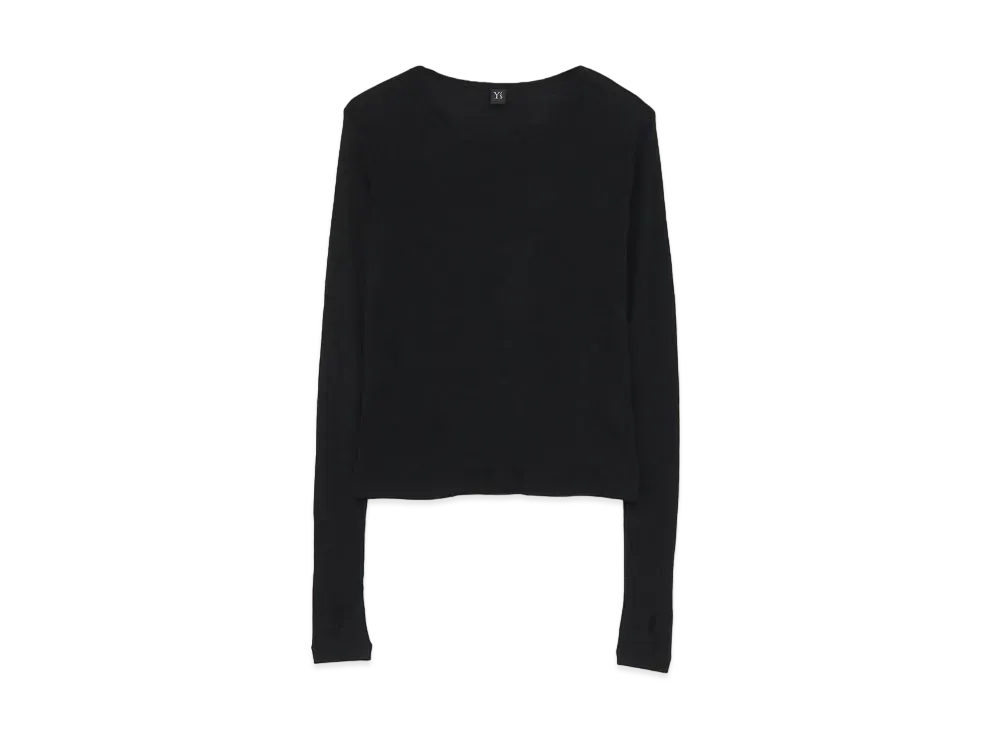 Yohji Yamamoto Y's MIX UP RUFFLED SLEEVE ROUND NECK T "Black"