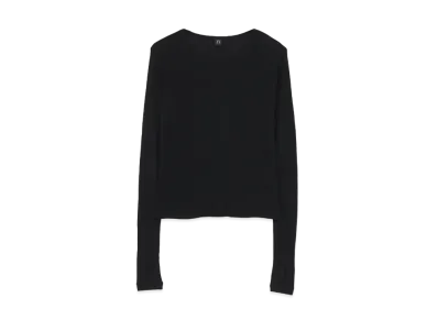 Yohji Yamamoto Y's MIX UP RUFFLED SLEEVE ROUND NECK T "Black"