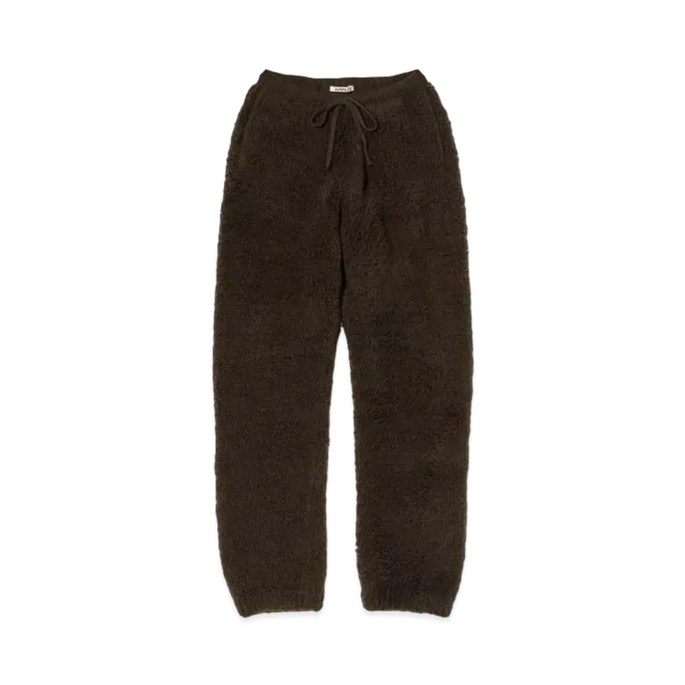 AURALEE Merino Wool Boa Knit Pants "Dark Brown"