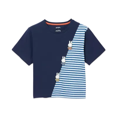 graniph x Miffy Border Compact T-Shirt "Navy"