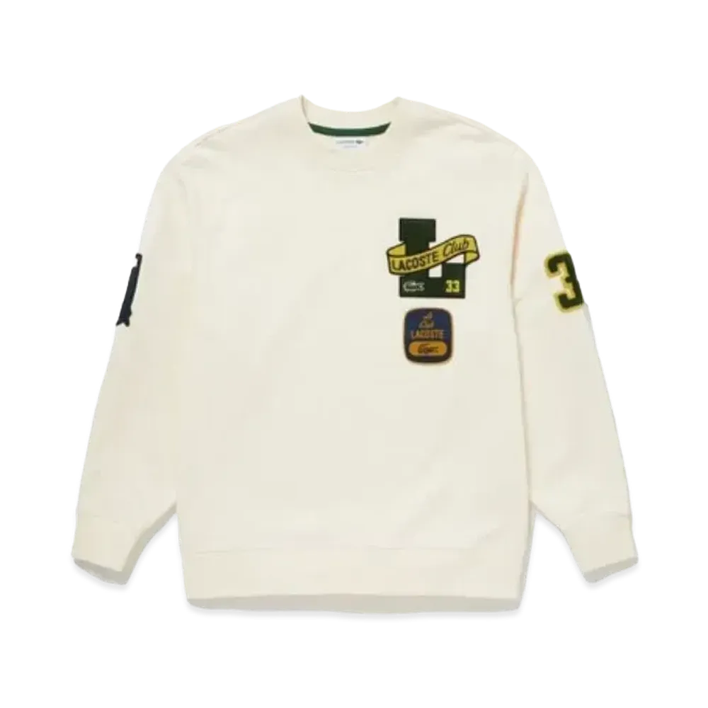 LACOSTE Heritage Patch Crew Neck Sweat "White"